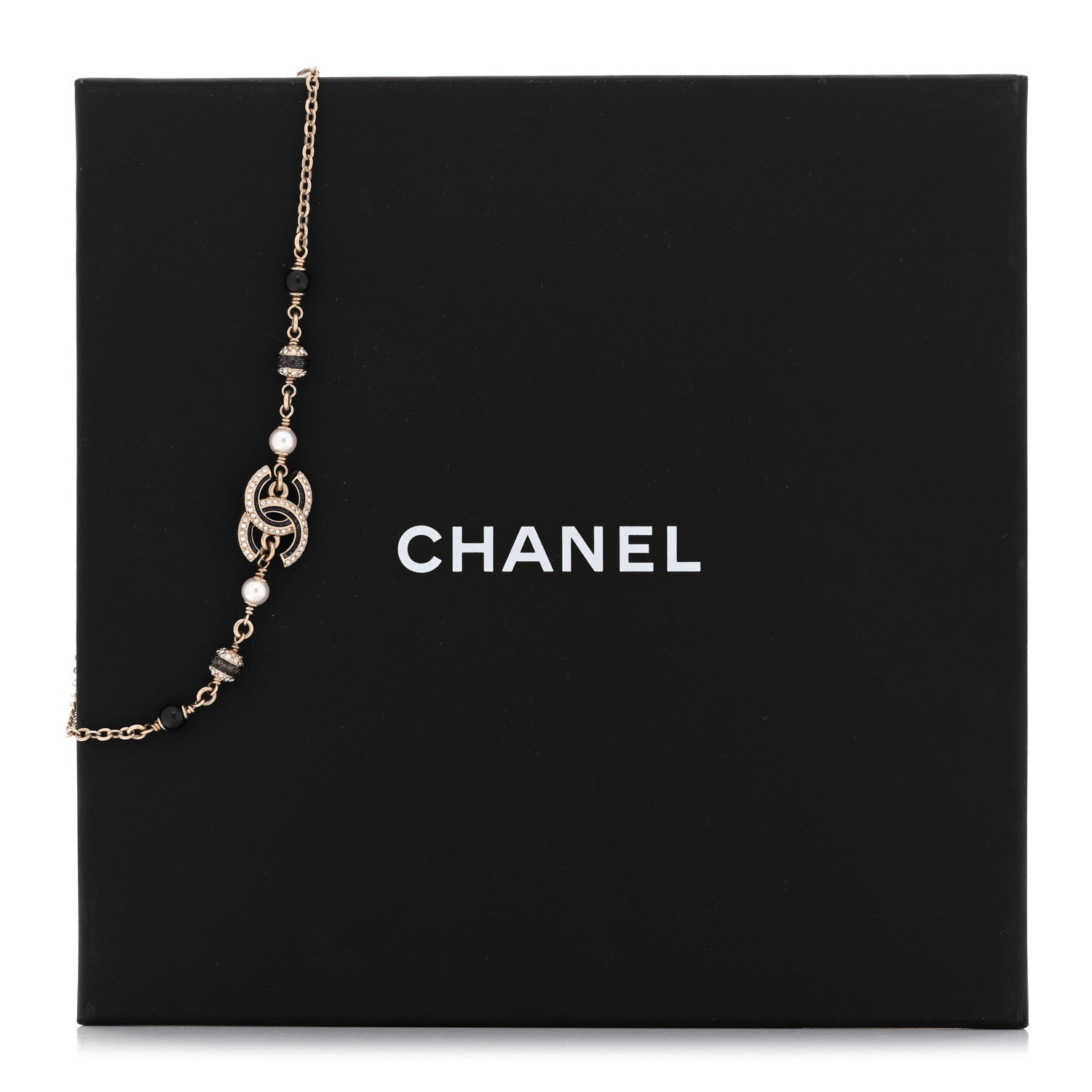 Chanel Glitter Enamel Crystal CC Beaded Choker Gold Black 6 of 6