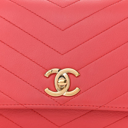 Chanel Grained Calfskin Small Chevron Chic Top Handle Flap Red 8 of 12