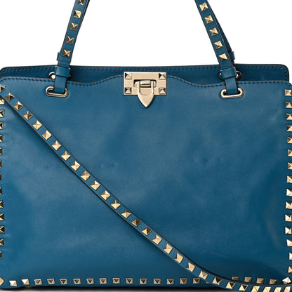 Valentino Garavani Calfskin Medium Rockstud Tote Blue 8 of 25