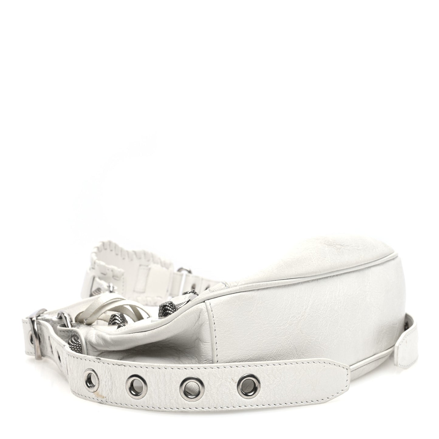 Agneau Arena Crystal Le Cagole Shoulder Bag XS Optic White
