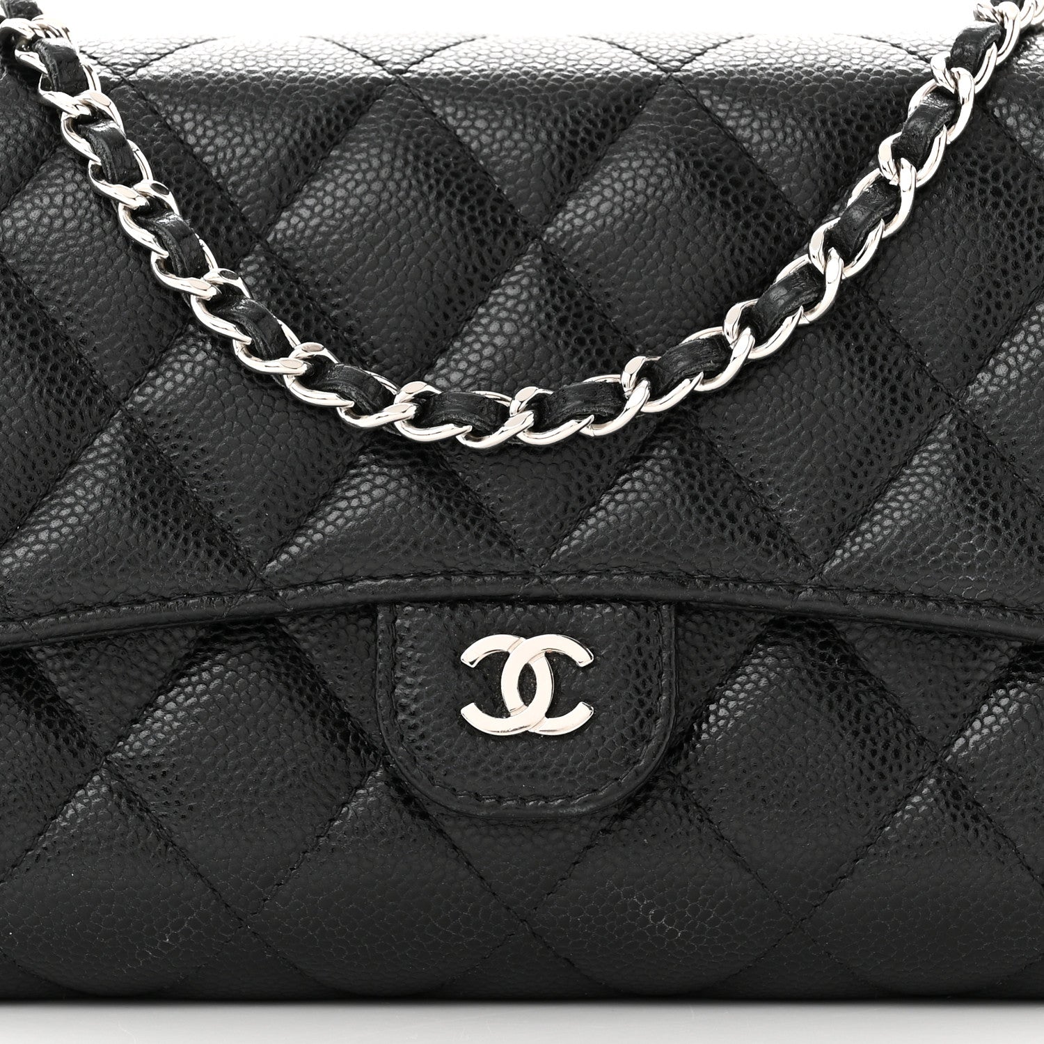 Chanel Caviar Quilted Phone Holder Wallet on Removable Chain Black 10 of 17