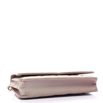 Chanel Iridescent Caviar Quilted Wallet On Chain WOC Beige 4 of 12