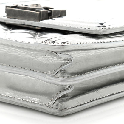 Chanel Metallic Goatskin Quilted North South Boy Flap Silver 9 of 9