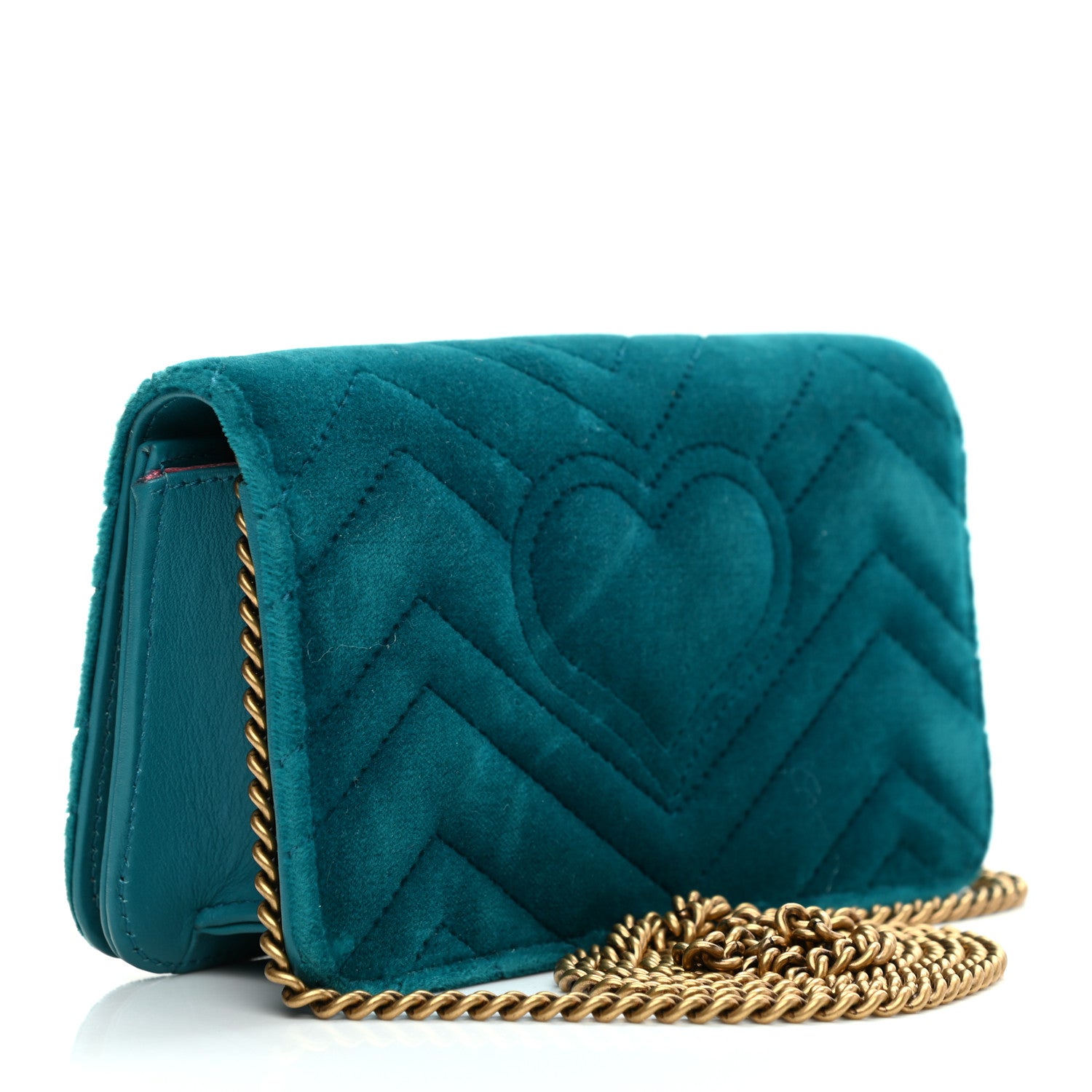Gucci Velvet Matelasse GG Marmont Mini Bag Pavone Cyan 3 of 8