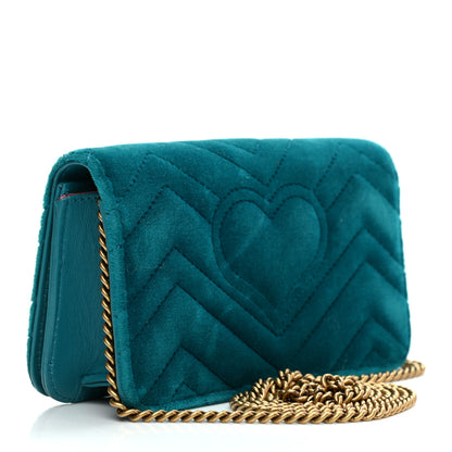 Gucci Velvet Matelasse GG Marmont Mini Bag Pavone Cyan 3 of 8
