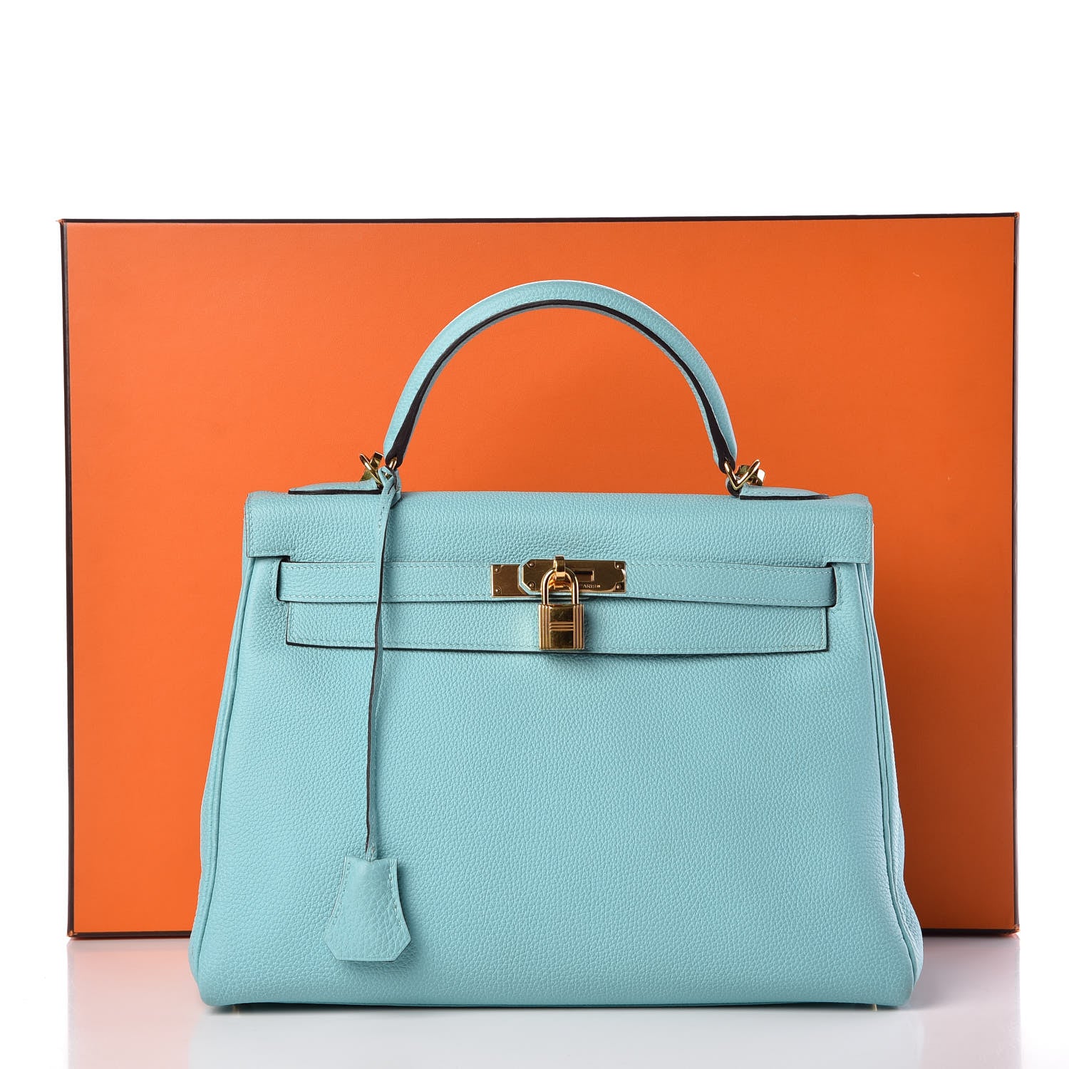 Hermes Togo Kelly Retourne 32 Bleu Atoll 33 of 33
