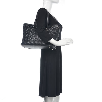 Christian Dior Coated Canvas Cannage Medium Panarea Tote Black 2 of 13