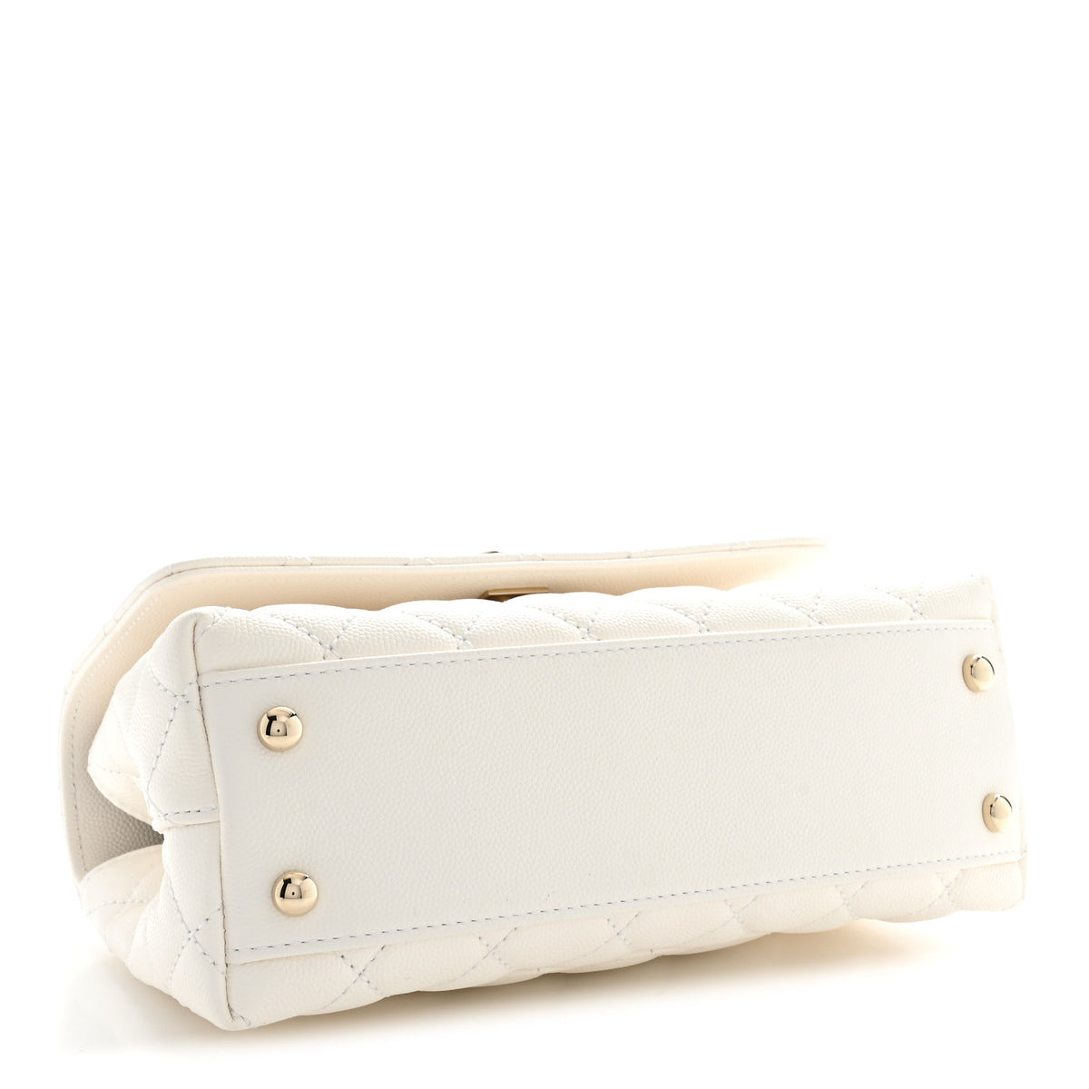 Caviar Quilted Mini Coco Handle Flap White