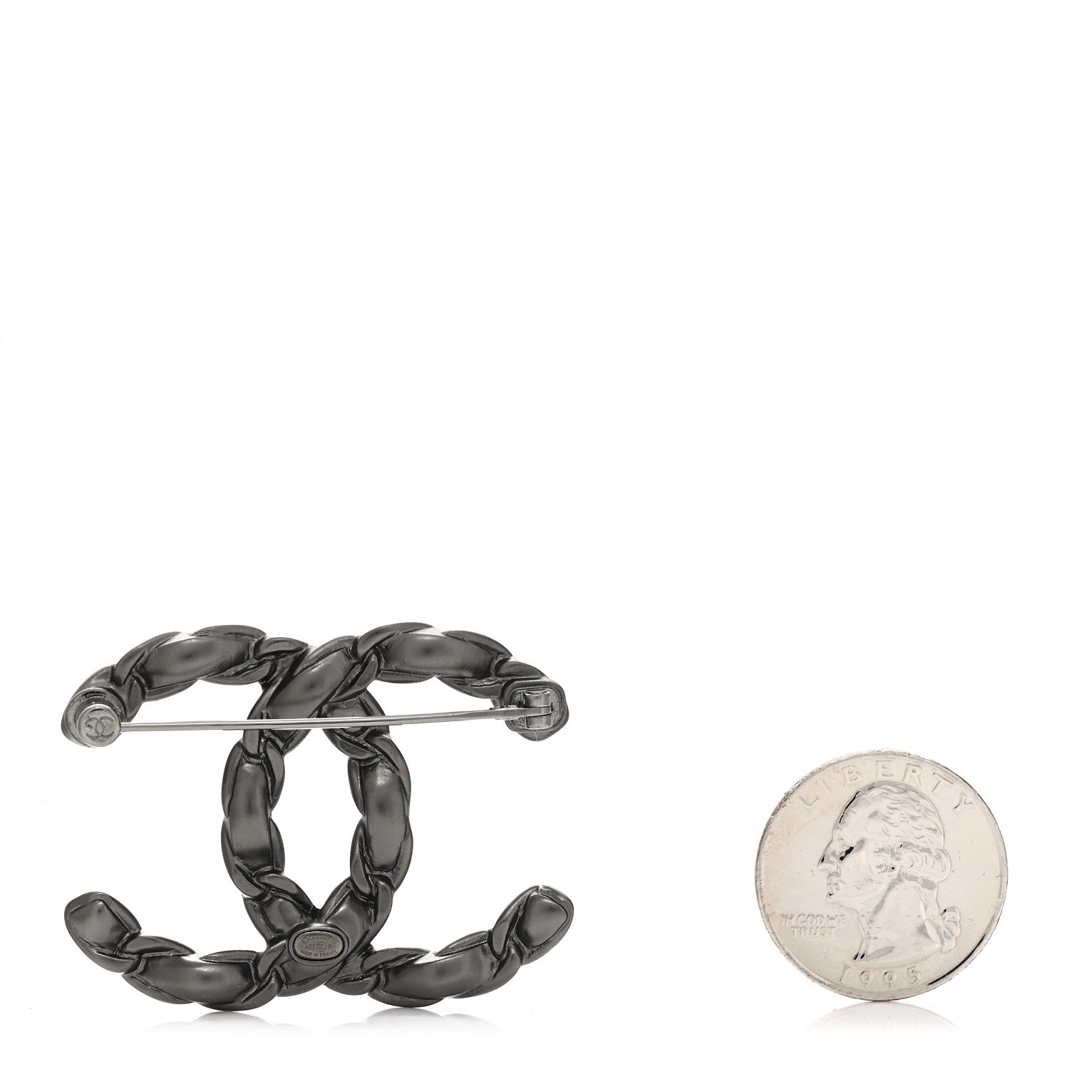 Chanel Lambskin Chain CC Brooch Ruthenium White 2 of 3