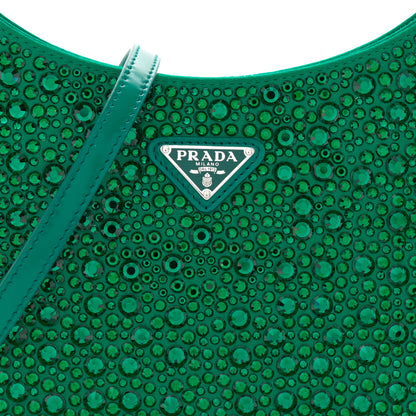 Prada Satin Crystal Cleo Adjustable Strap Shoulder Bag Mango 7 of 9
