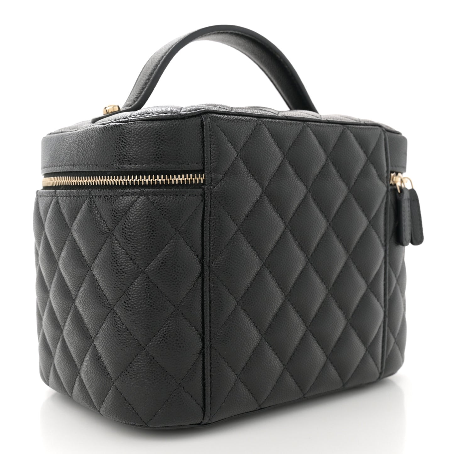 Caviar Quilted Large Vanity Pouch Black