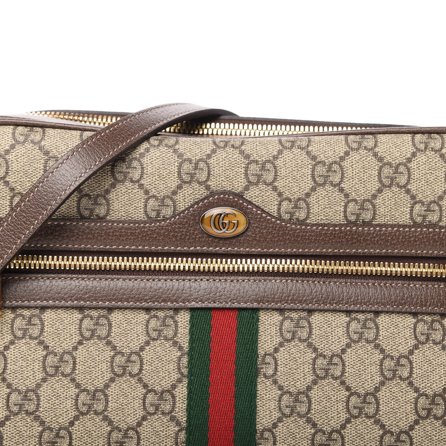 GG Supreme Monogram Web Small Ophidia Shoulder Bag Brown