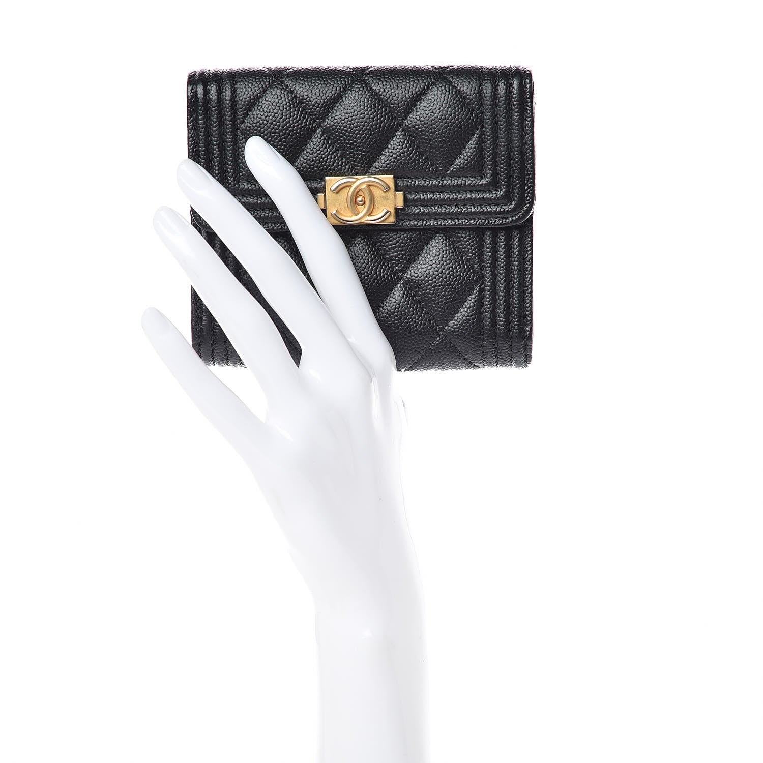 Chanel Caviar Quilted Compact Boy Wallet Black 2 of 10
