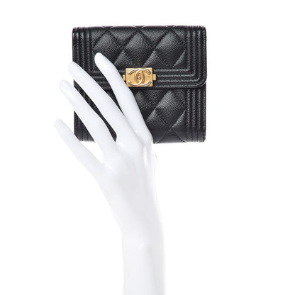 Chanel Caviar Quilted Compact Boy Wallet Black 2 of 10