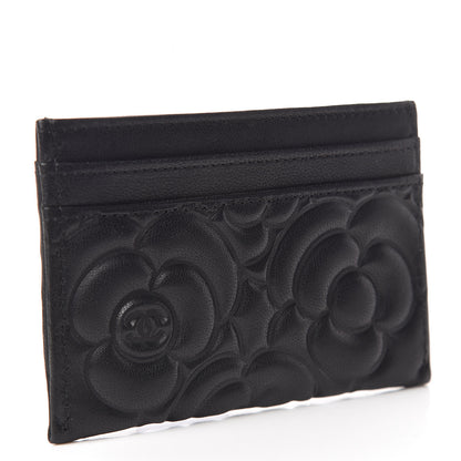 Chanel Goatskin Camellia Embossed Card Holder Black 3 of 9