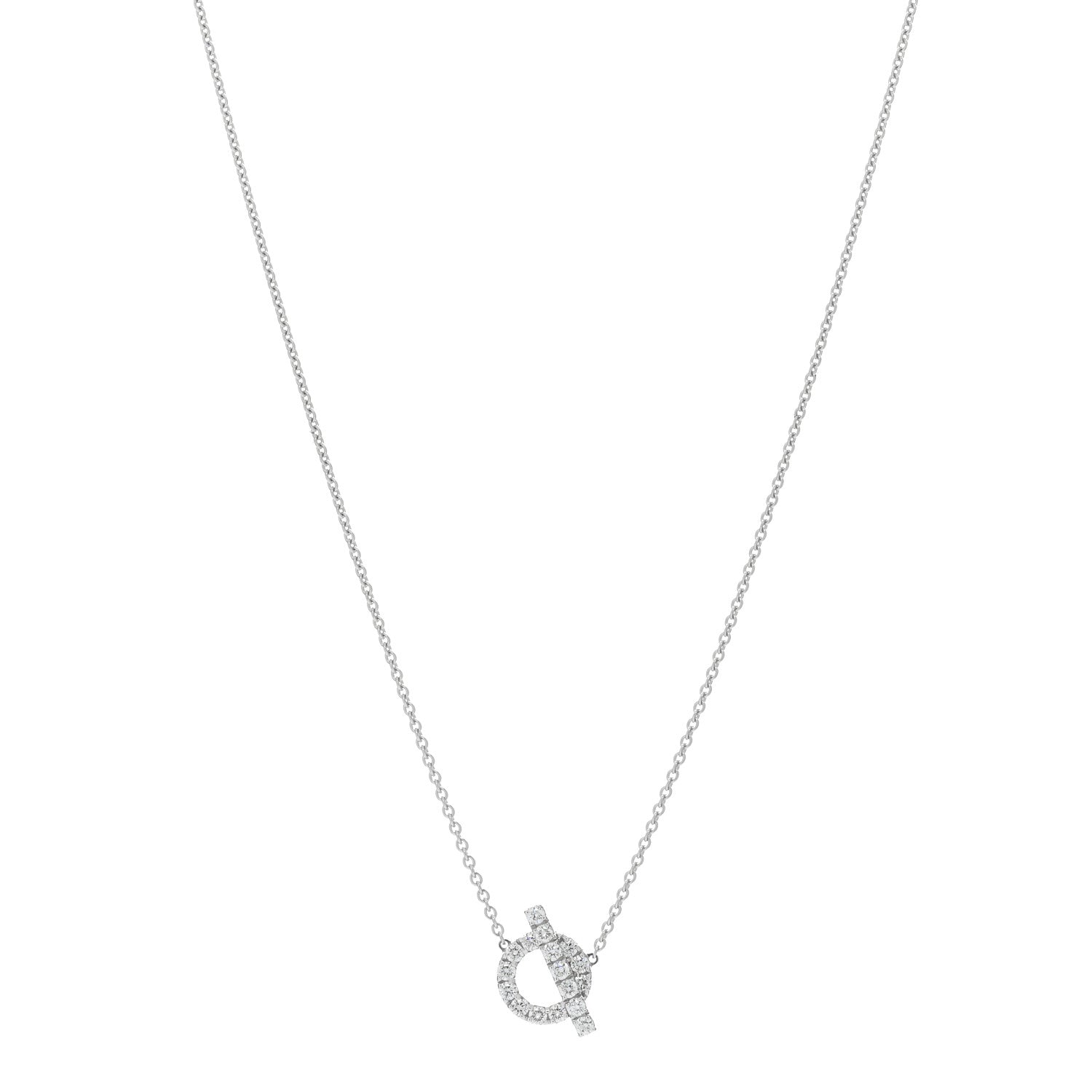 Hermes 18K White Gold Diamond Finesse Pendant Necklace 1 of 6