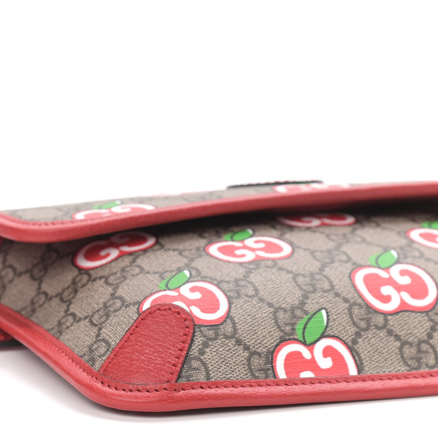 GG Supreme Monogram Apple Interlocking G Belt Bag Beige Multicolor Lobster Red