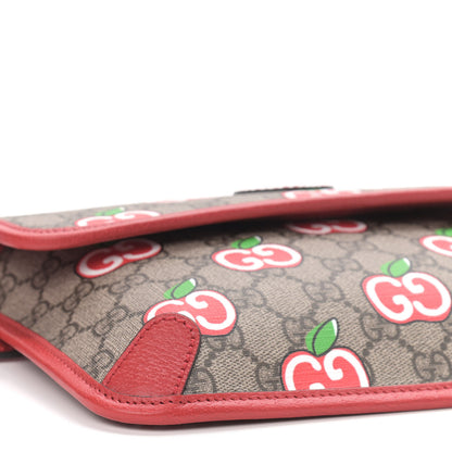 Gucci GG Supreme Monogram Apple Interlocking G Belt Bag Beige Multicolor Lobster Red 8 of 9
