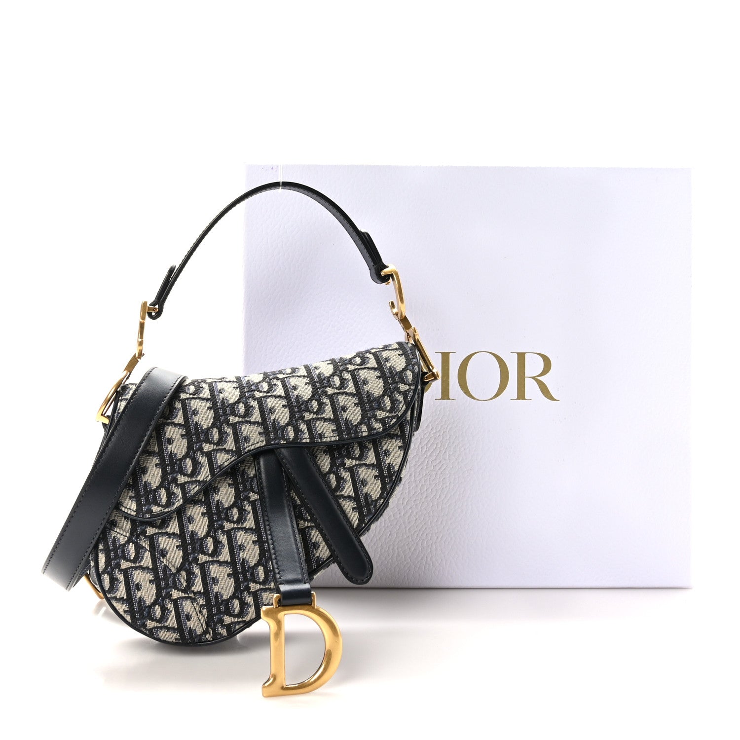 Christian Dior Oblique Mini Saddle Bag With Strap Blue 10 of 10