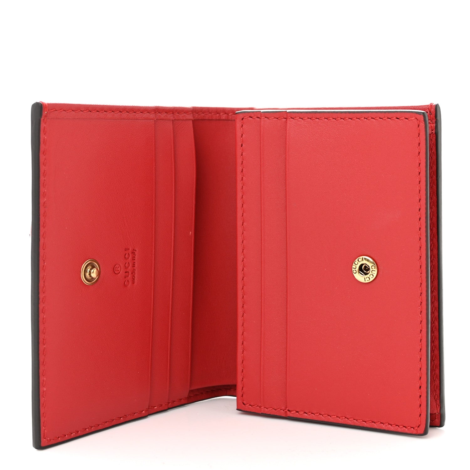 Gucci GG Supreme Monogram Cherry Embellished Card Case Wallet Hibiscus Red 5 of 9