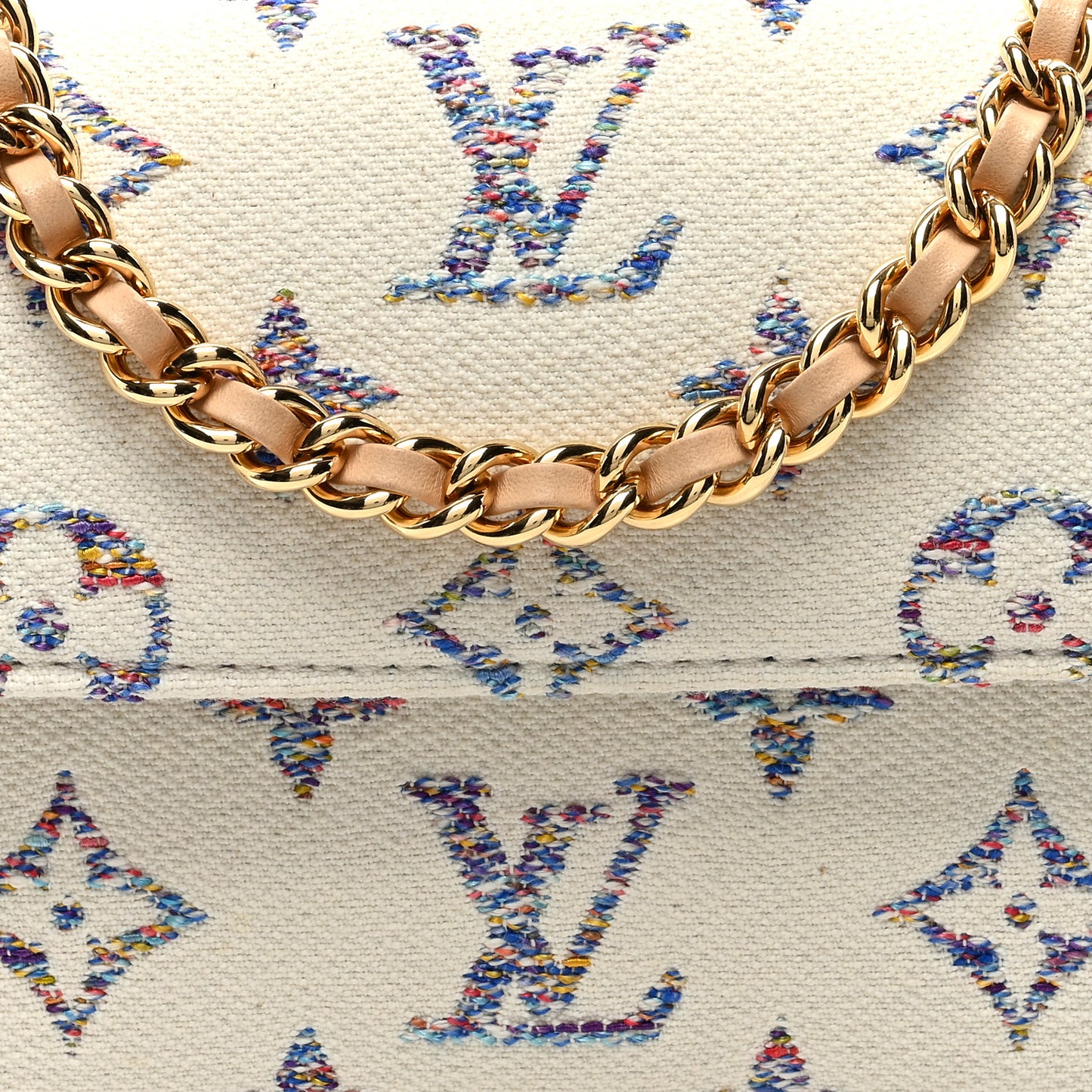 Monogram Tweed Jacquard Ivy Wallet On Chain Multicolor White