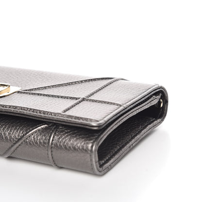 Christian Dior Metallic Grained Calfskin Diorama Croisiere Chain Wallet Gunmetal Grey 9 of 10