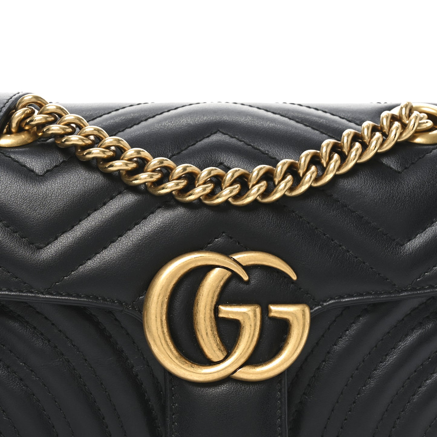 Calfskin Matelasse Mini GG Marmont Shoulder Bag Black