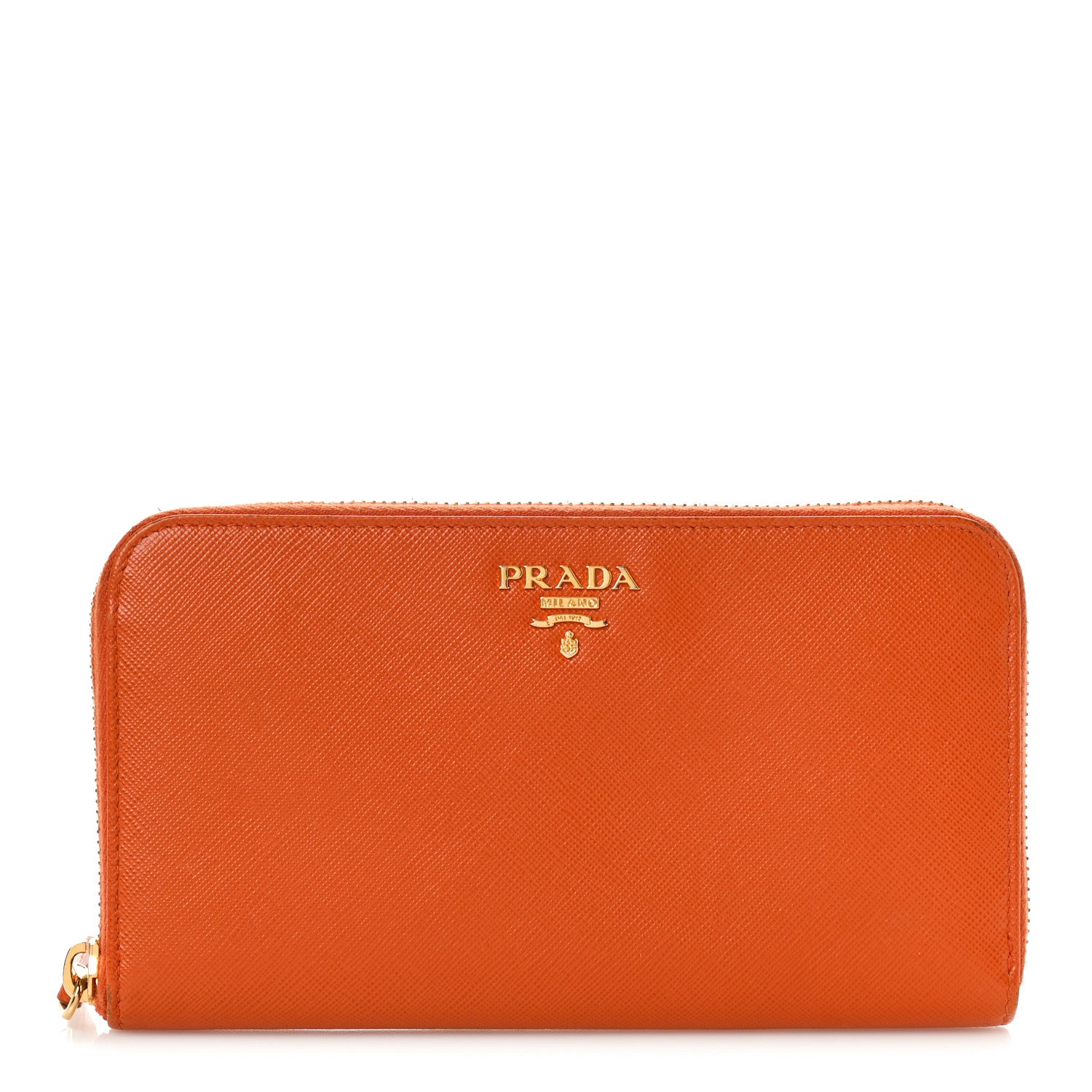 Prada Saffiano Metal Zip Around Wallet Rame 1 of 10