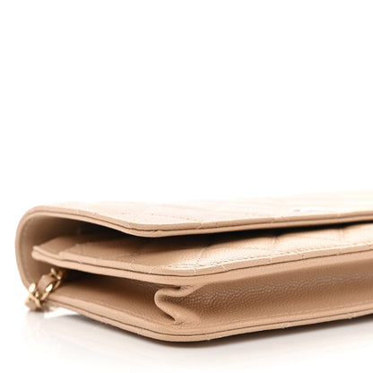 Chanel Caviar Quilted Wallet On Chain WOC Beige 10 of 12