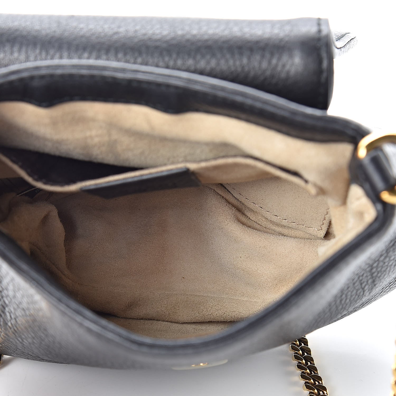 Gucci Pebbled Calfskin Small 1973 Chain Shoulder Bag Black 5 of 15
