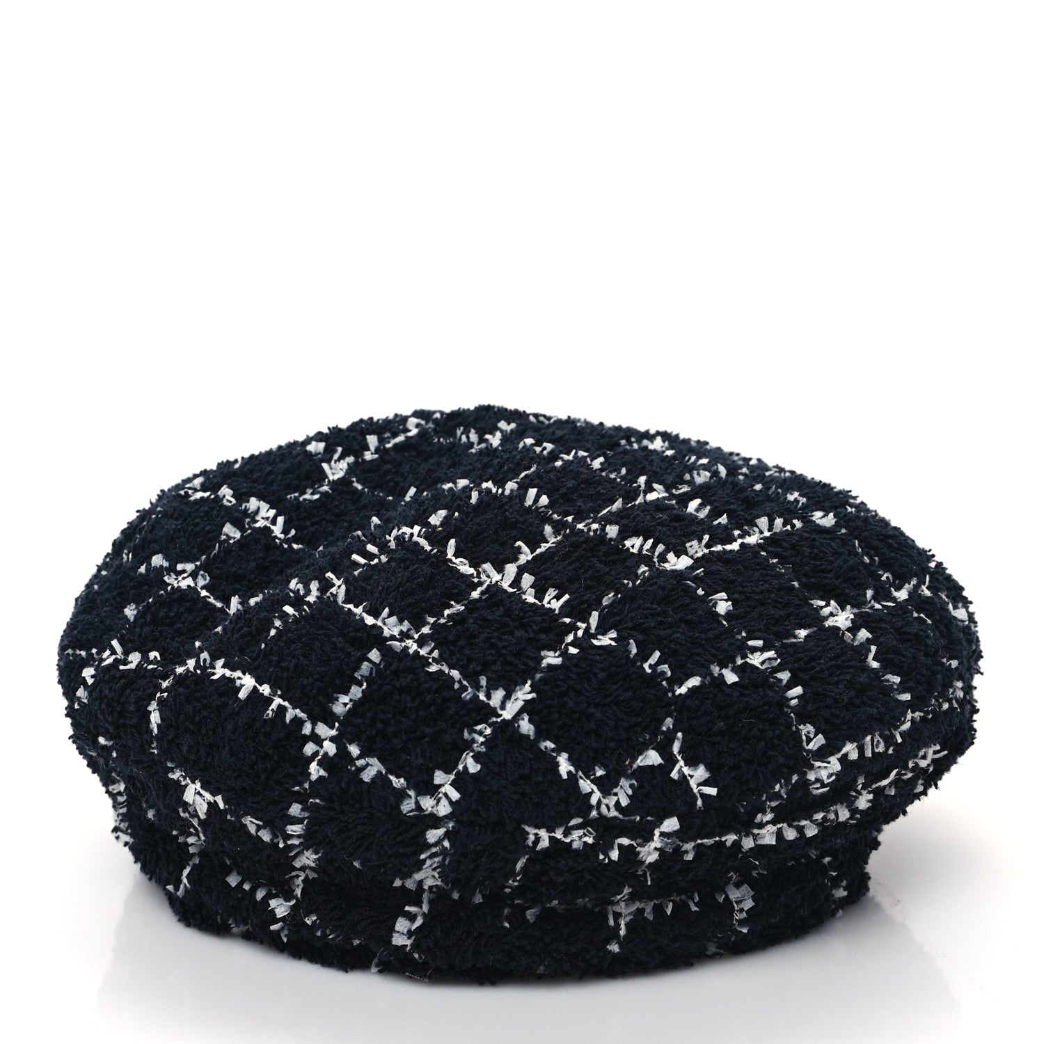 Chanel Tweed Beret Hat M Black White 6 of 8