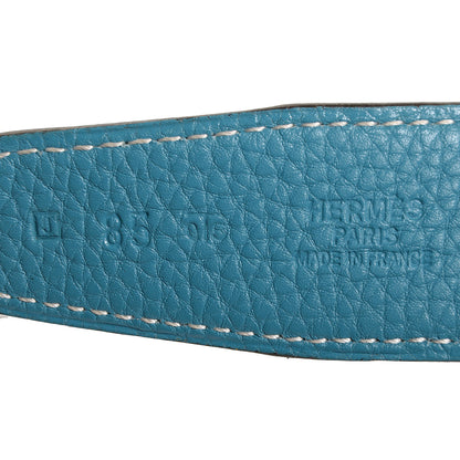 Hermes Box Togo 32mm Reversible Belt Strap 85 Black Blue Jean 4 of 5