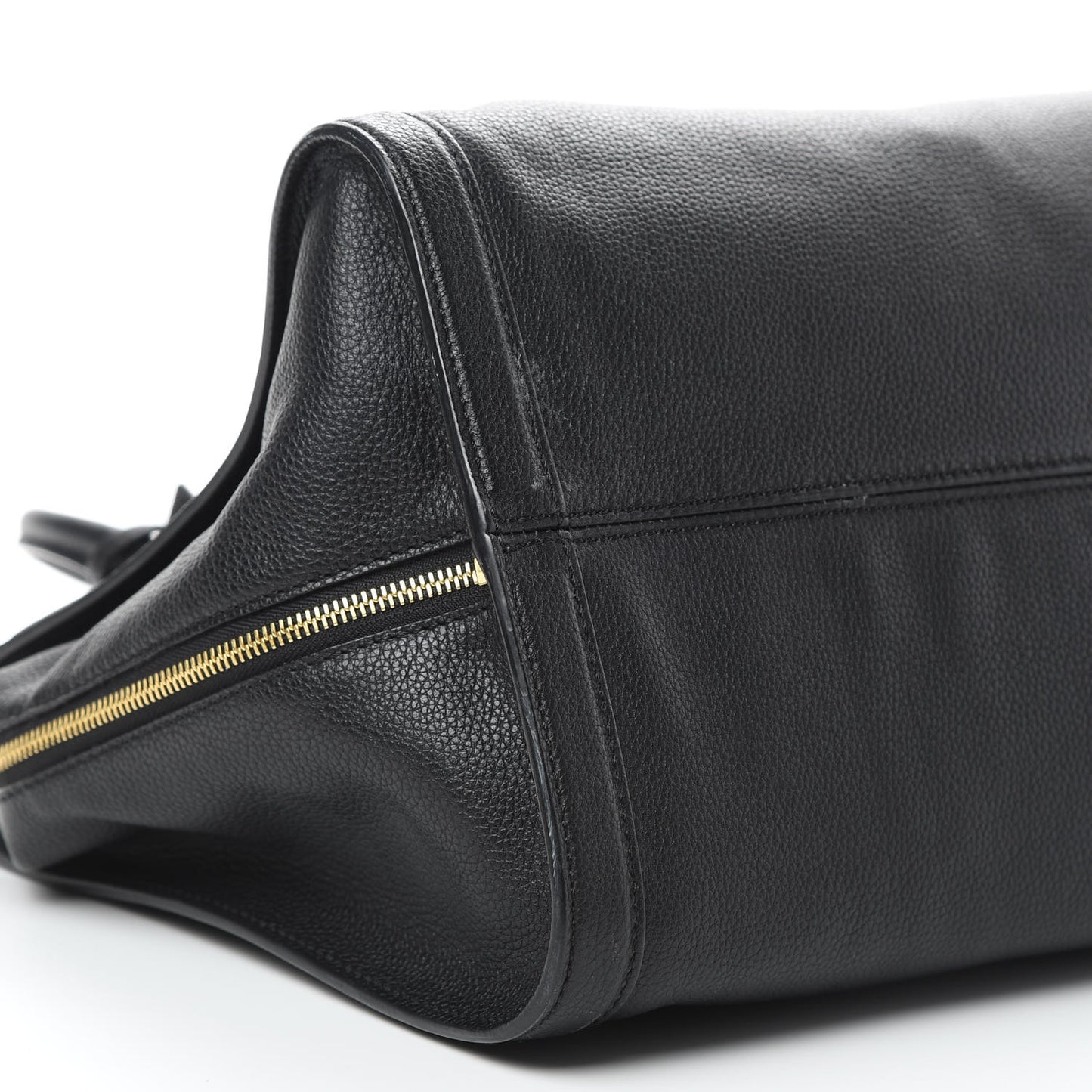Pebbled Calfskin Large Skull Padlock Zip Around Tote Black