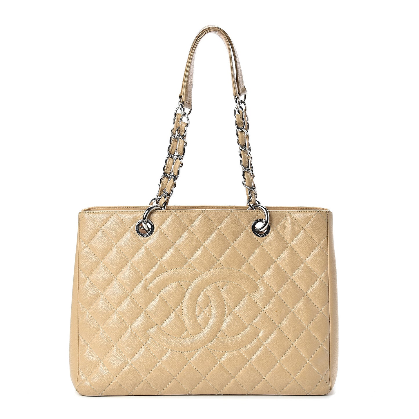 Caviar Quilted Grand Shopping Tote GST Beige