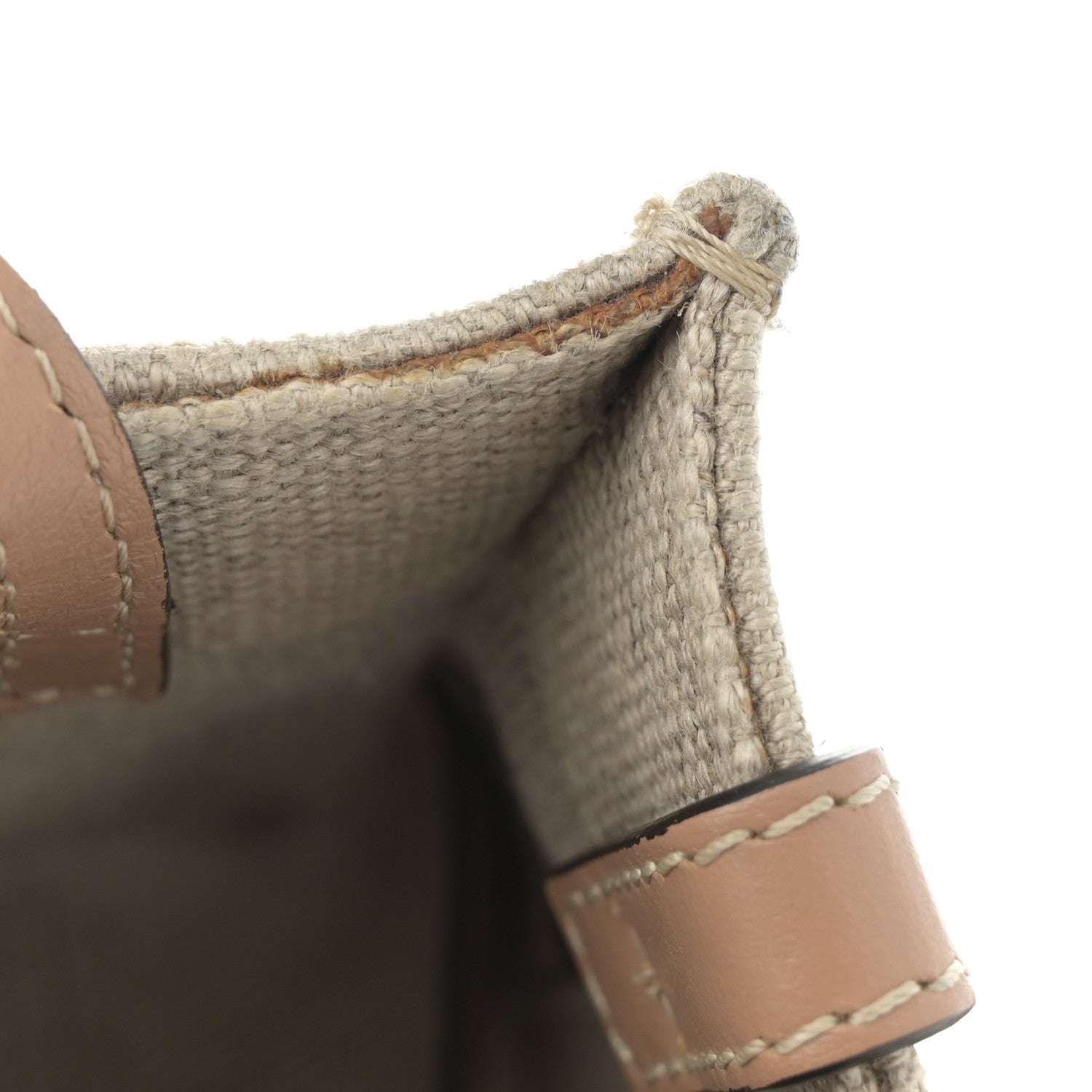 Chloe Linen Calfskin Small Woody Ribbon Tote With Strap White Light Brown 11 of 13