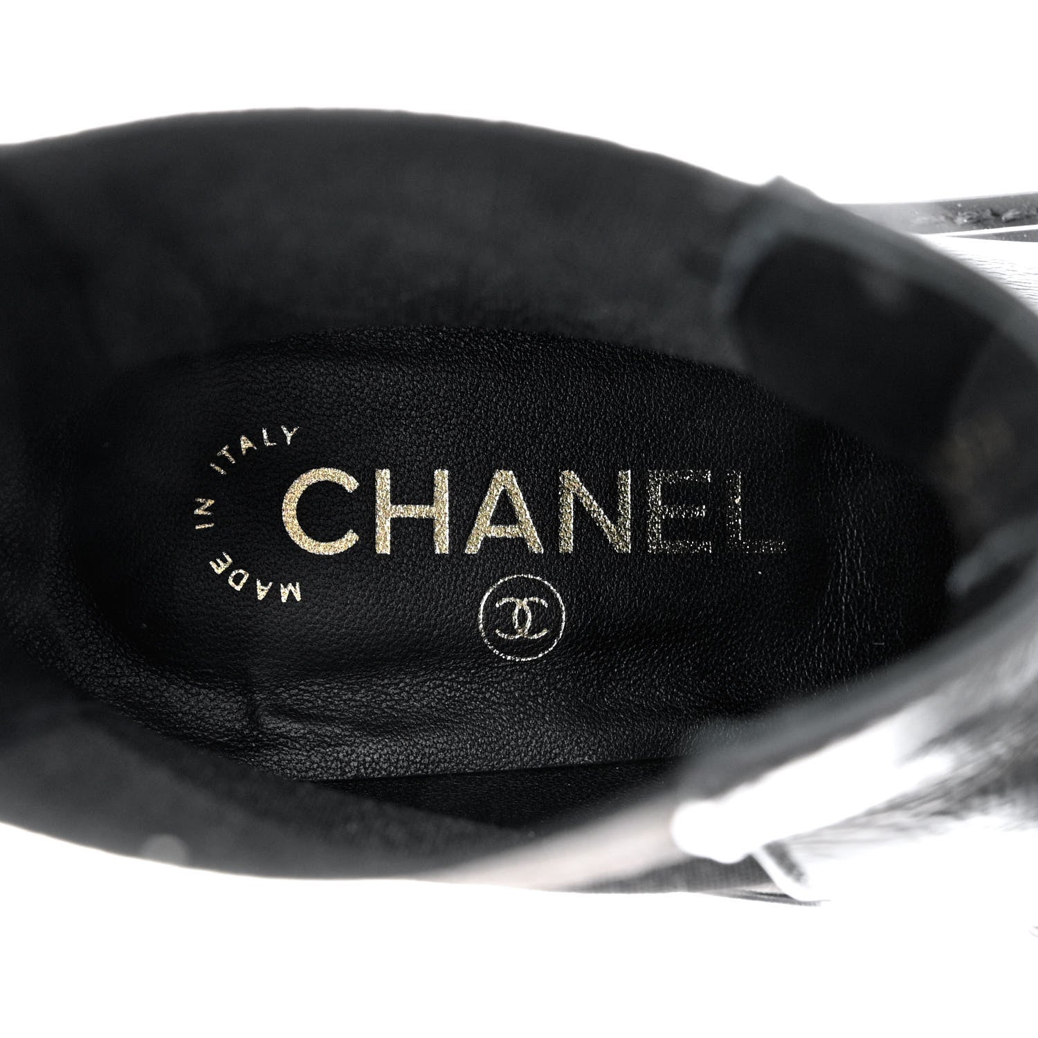 Chanel Crumpled Calfskin Patent Cap Toe Short Boots 37 Black 7 of 9