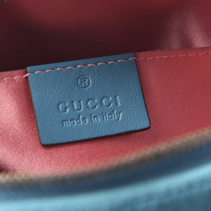 Gucci Velvet Matelasse GG Marmont Belt Bag 85 34 Pavone Cyan 8 of 10