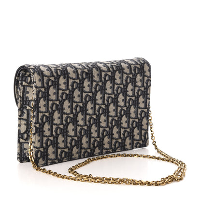 Christian Dior Oblique Saddle Chain Pouch Blue 3 of 10