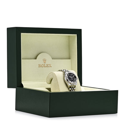 Rolex Stainless Steel 18K White Gold Diamond 31mm Oyster Perpetual Datejust Watch Black 5 of 5