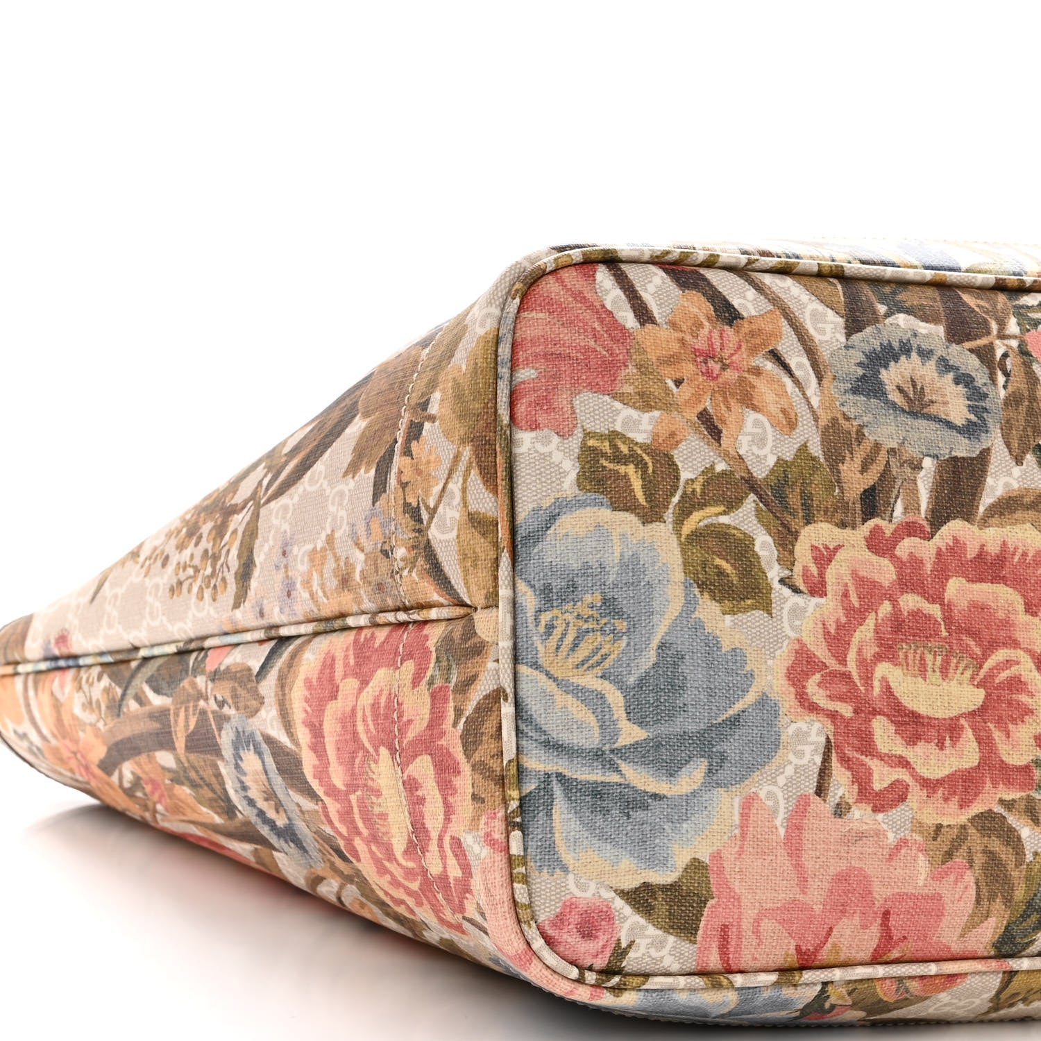 Gucci GG Supreme Monogram Water Flora Web Large Ophidia Tote Beige White Multicolor 11 of 12