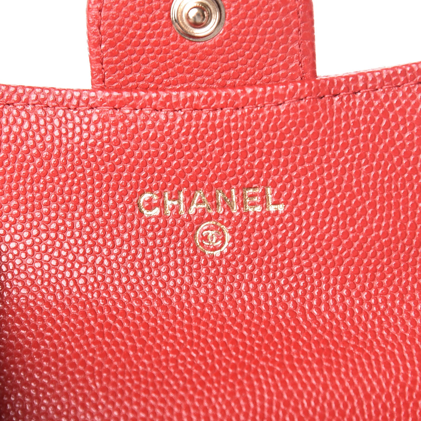 Caviar Quilted Flap Card Holder Wallet Red
