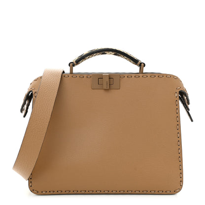 Fendi Cuoio Romano Vitello Elaphe Cover Sellerissima Monochrome Mini Peekaboo I SEE U Satchel Cammello 1 of 10