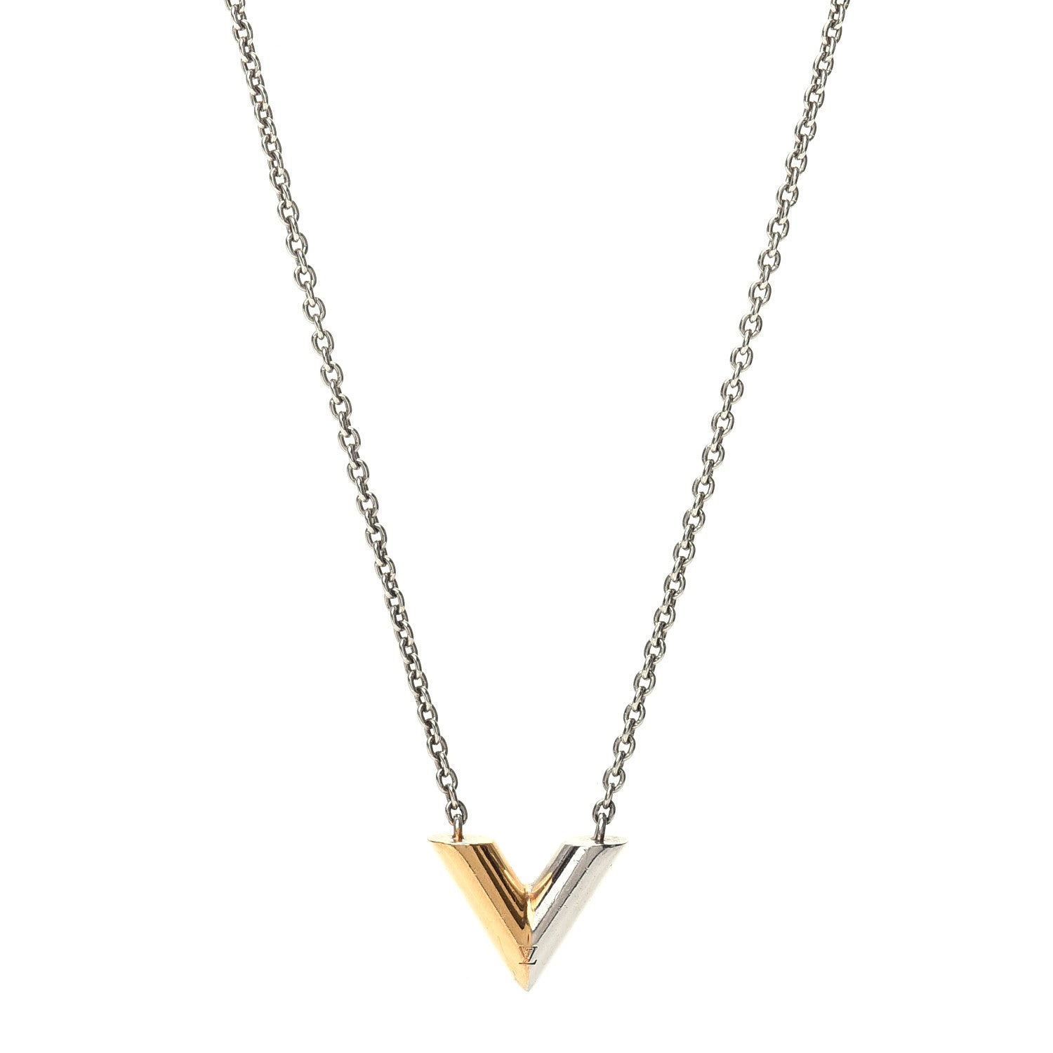 Louis Vuitton Essential V Necklace Silver Gold 1 of 5