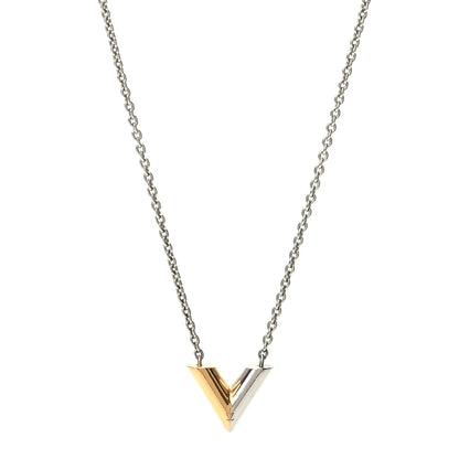 Louis Vuitton Essential V Necklace Silver Gold 1 of 5