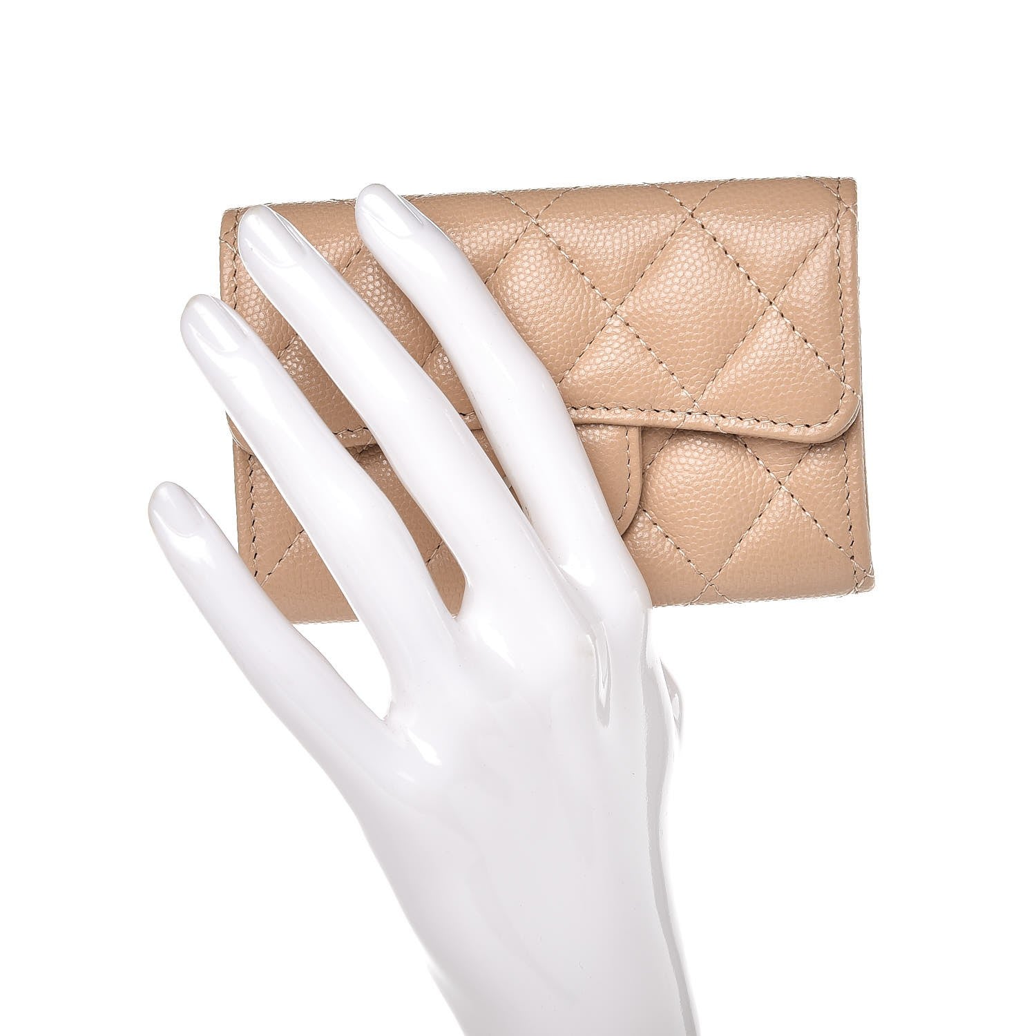 Chanel Caviar Quilted Card Holder Wallet Beige 2 of 9