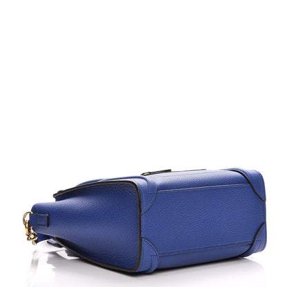 Celine Drummed Calfskin Nano Luggage Indigo 4 of 8