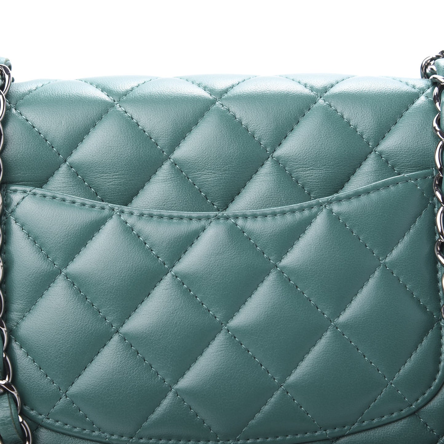 Lambskin Quilted Mini Rectangular Flap Green