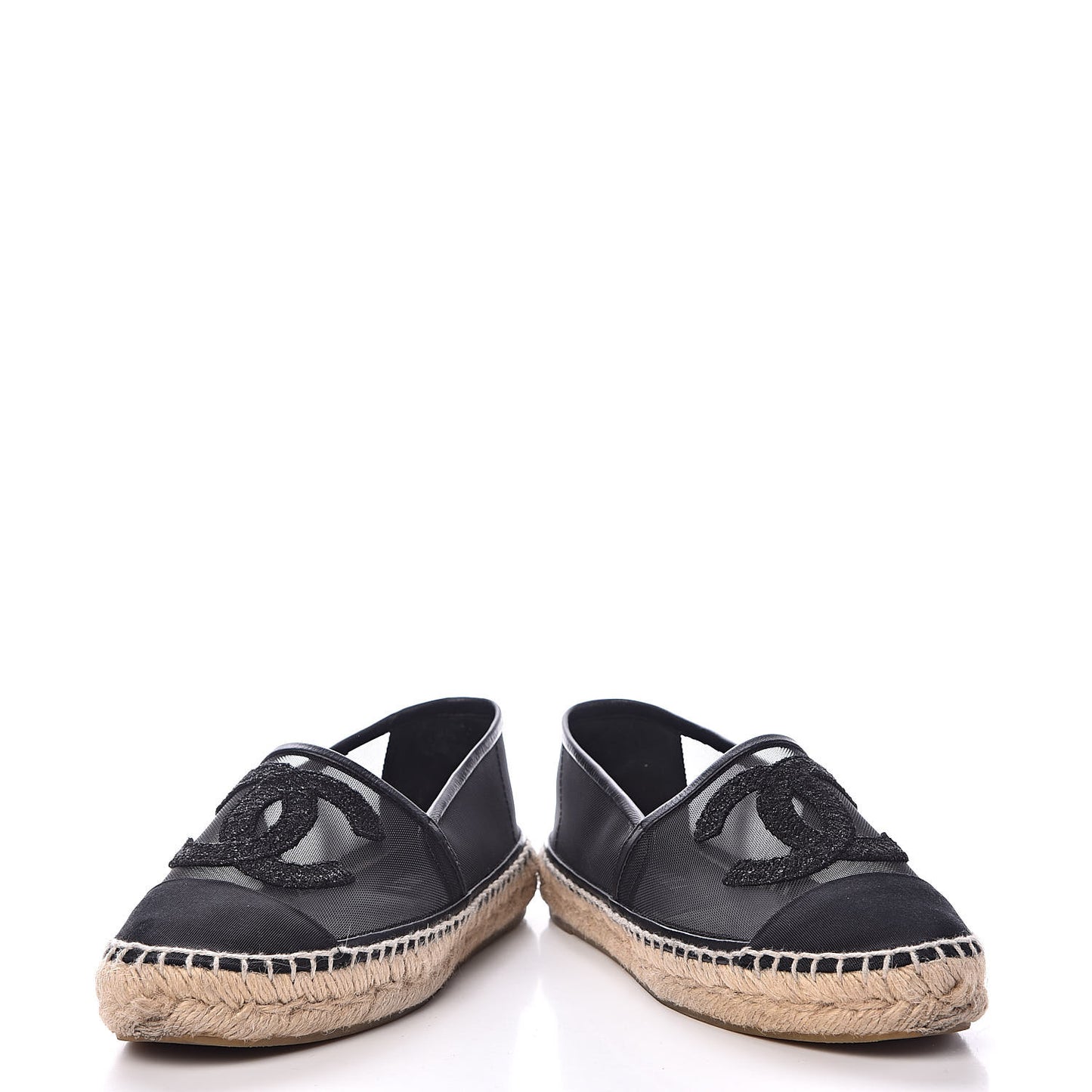 Mesh Grosgrain CC Espadrilles 35 Black
