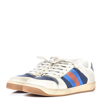 Gucci Nubuck Mini GG Monogram Web Mens Screener Sneakers 8 London Blue Dusty Milk 3 of 14