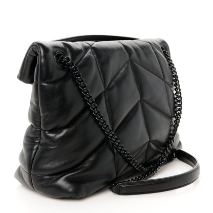 Saint Laurent Lambskin Quilted Monogram Monochrome Medium Loulou Puffer Chain Satchel Black 3 of 11